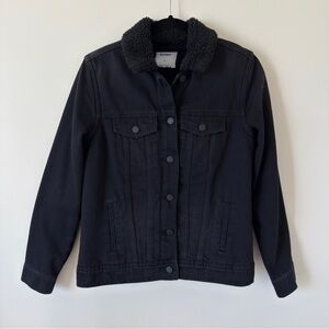 Old Navy Black Sherpa Denim Jean Jacket